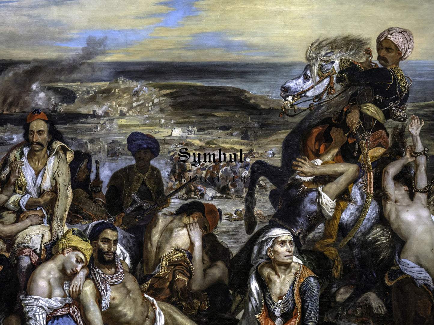 Scène des massacres de Scio, familles grecques attendant la mort ou l'esclavage by Eugène Delacroix 1824, Wall Art Print