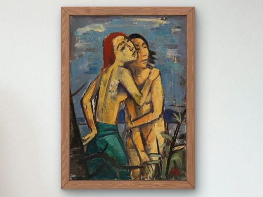 Girlfriends by Karl Hofer 1920, Wall Art Print, Fine Art Reproduction, Museum Quality Decor, Poster
