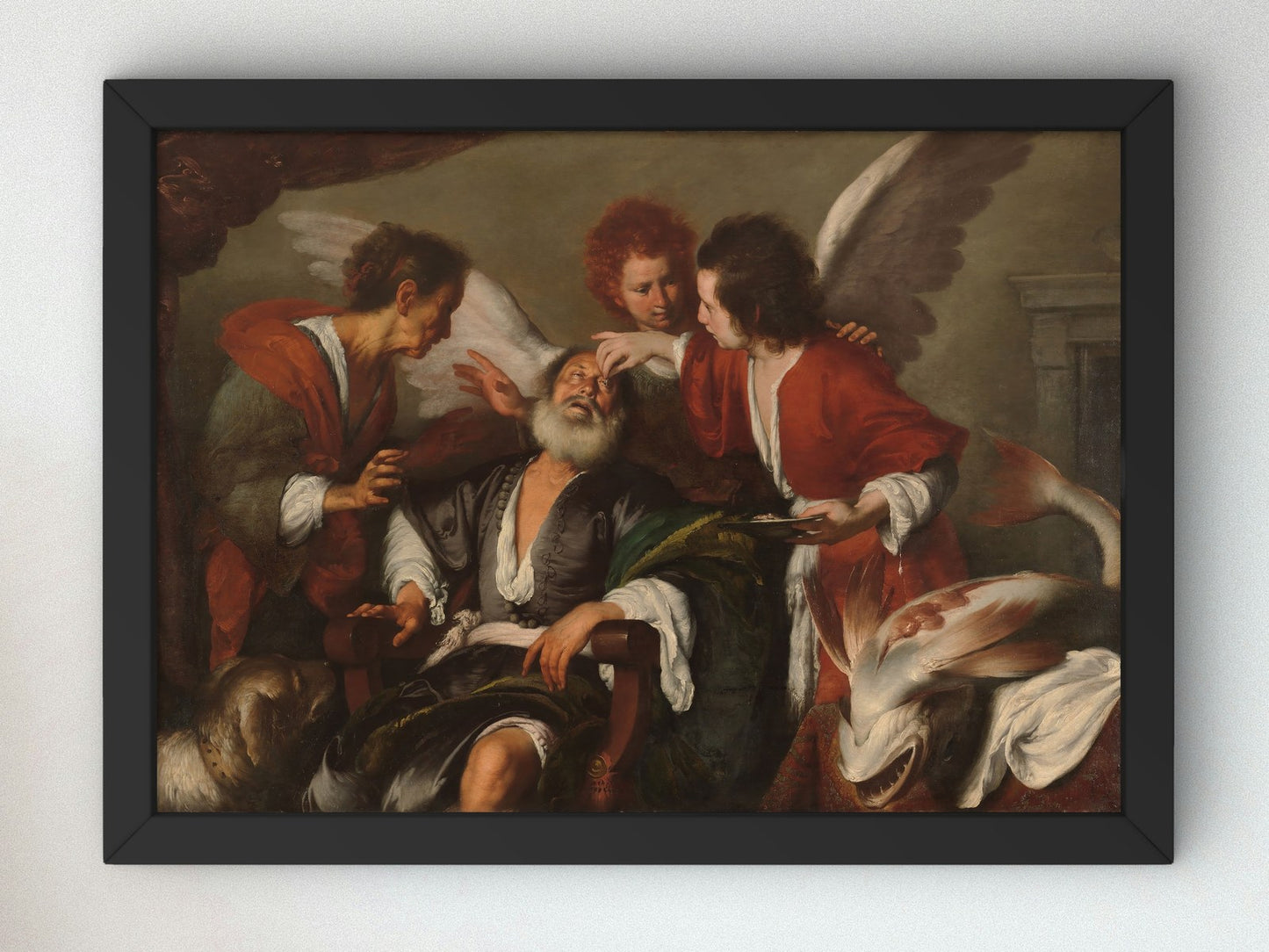 Tobias Curing His Father's Blindness by Bernardo Strozzi 1630, Wall Art Print, Fine Art Reproduction, Museum Quality Decor, Poster