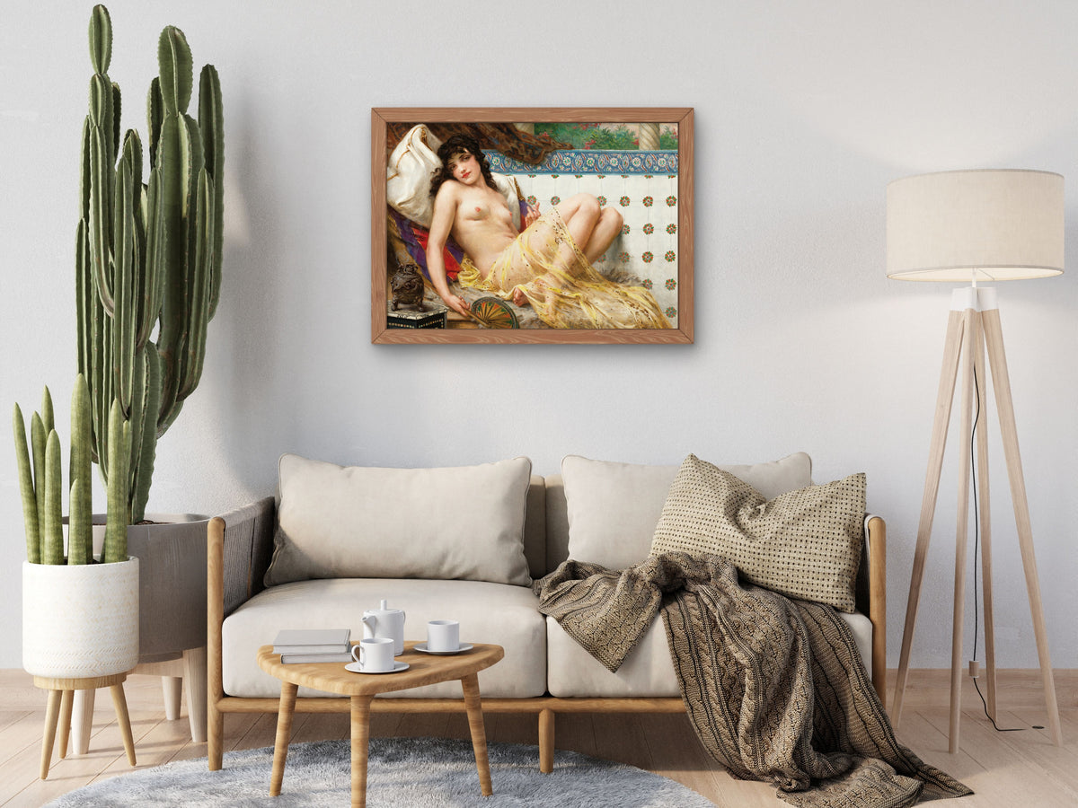 Odalisque with the Fan by Guillaume Seignac, Wall Art Print, Fine Art Reproduction, Museum Quality Decor, Poster