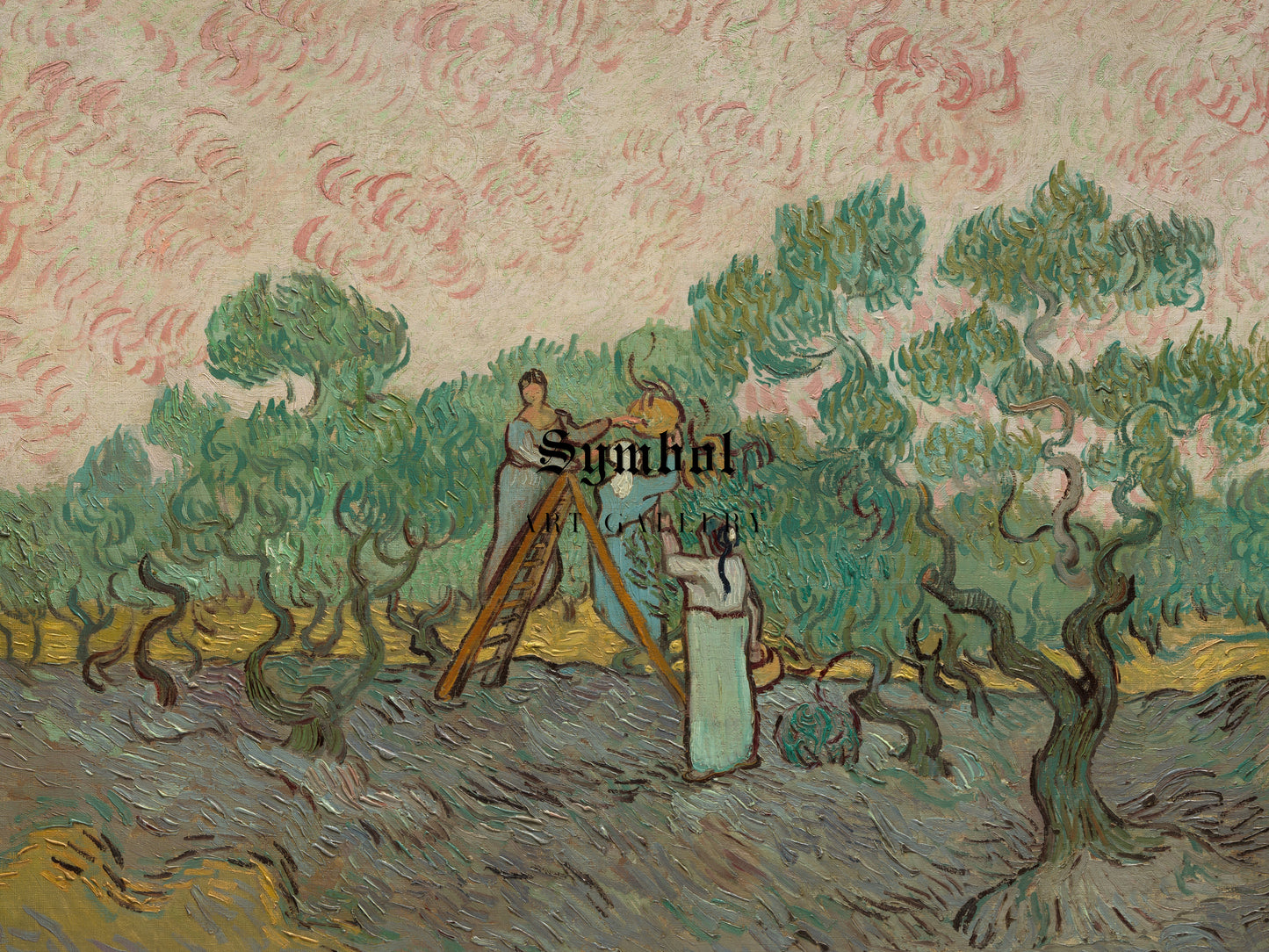 Women Picking Olives by Vincent van Gogh 1889, Wall Art Print, Fine Art Reproduction, Museum Quality Decor, Poster