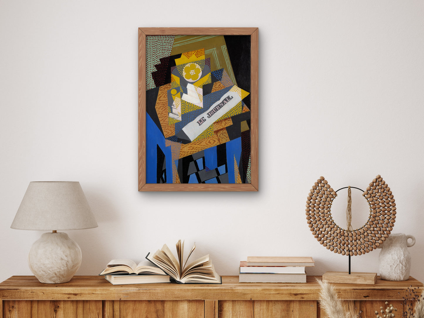 Newspaper and Fruit Dish by Juan Gris 1916, Wall Art Print, Fine Art Reproduction, Museum Quality Decor, Poster