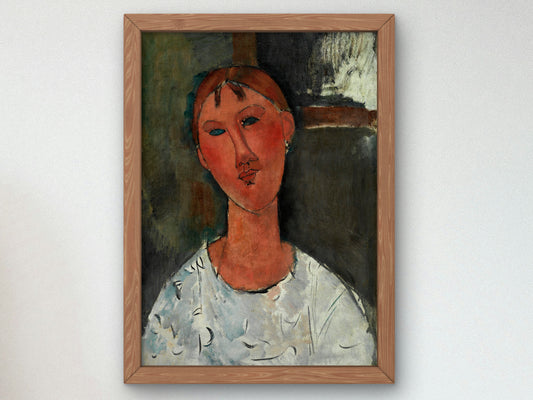Girl in a White Blouse by Amedeo Modigliani, Wall Art Print, Fine Art Reproduction, Museum Quality Decor, Poster