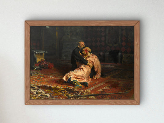 Ivan the Terrible and His Son by Ilya Repin 1885, Wall Art Print, Fine Art Reproduction, Museum Quality Decor, Poster
