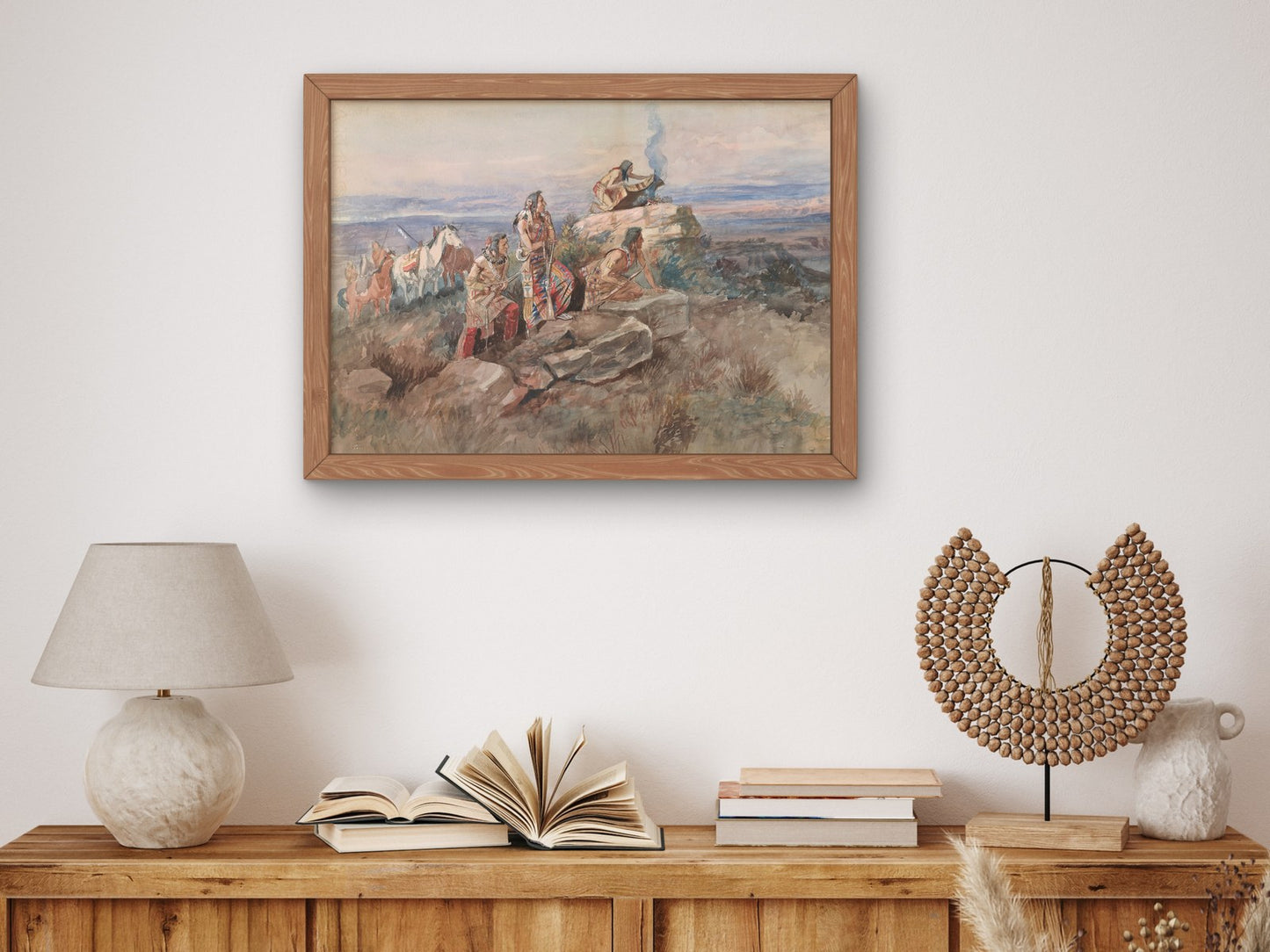 Smoke Signal by Charles Marion Russell 1896, Wall Art Print, Fine Art Reproduction, Museum Quality Decor, Poster