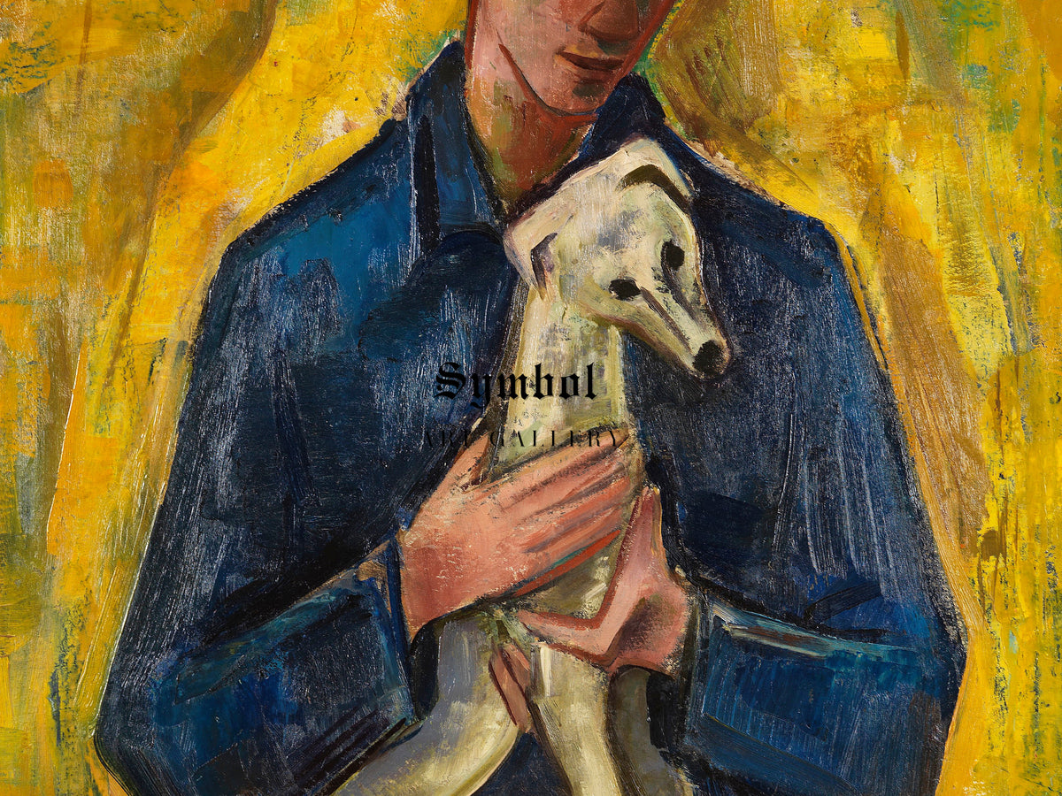 Man with Dog by Karl Hofer 1918, Wall Art Print, Fine Art Reproduction, Museum Quality Decor, Poster