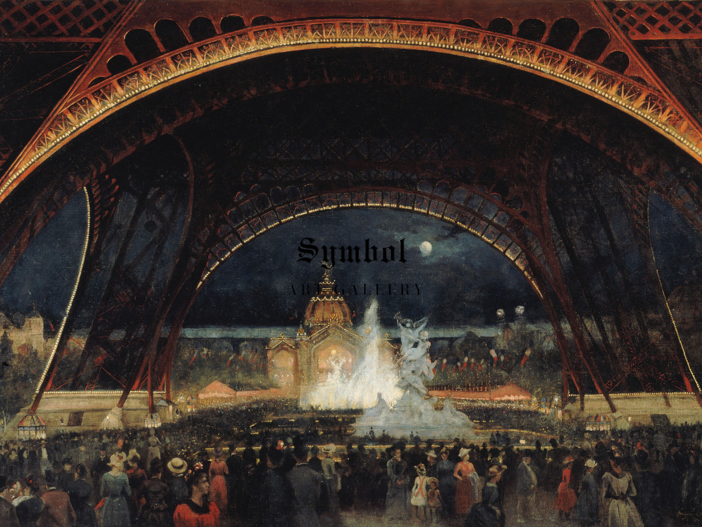Night Festival at the Universal Exposition under the Eiffel Tower by George Roux 1889, Wall Art Print, Fine Art Reproduction, Museum Quality
