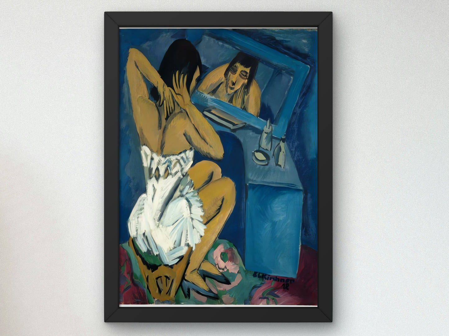 Woman Before the Mirror by Ernst Ludwig Kirchner 1912, Wall Art Print, Fine Art Reproduction, Museum Quality Decor, Poster