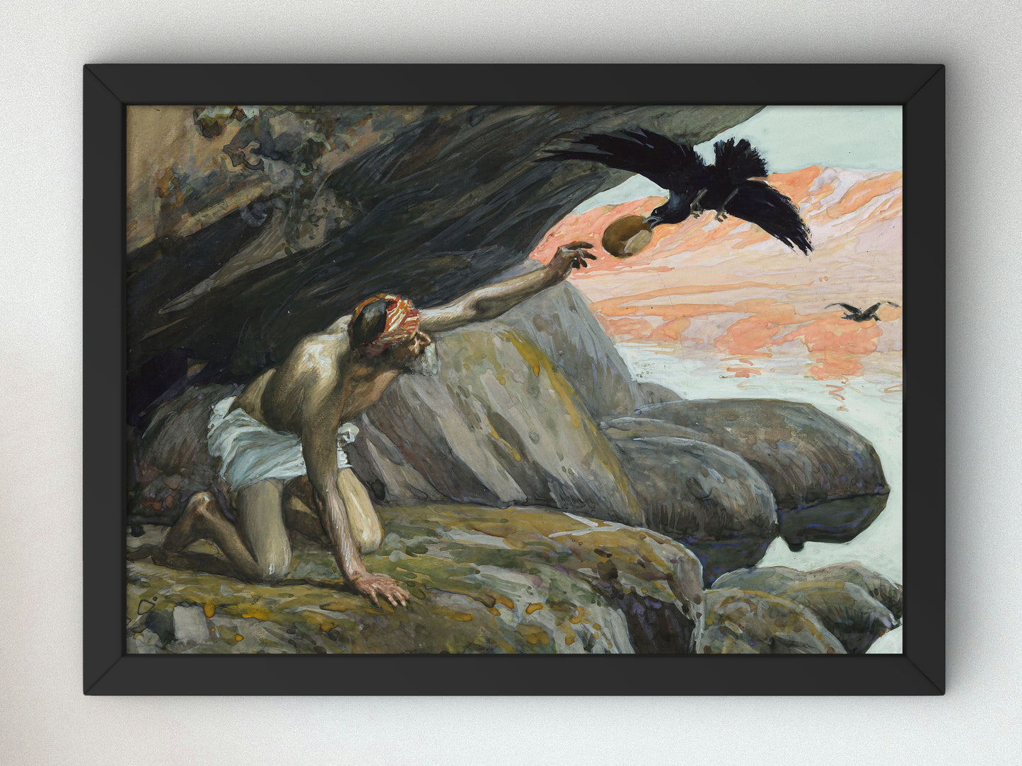 Elijah Fed by the Ravens by James Tissot 1896, Wall Art Print, Fine Art Reproduction, Museum Quality Decor, Poster