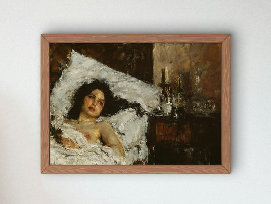 Resting by Antonio Mancini 1887, Wall Art Print, Fine Art Reproduction, Museum Quality Decor, Poster