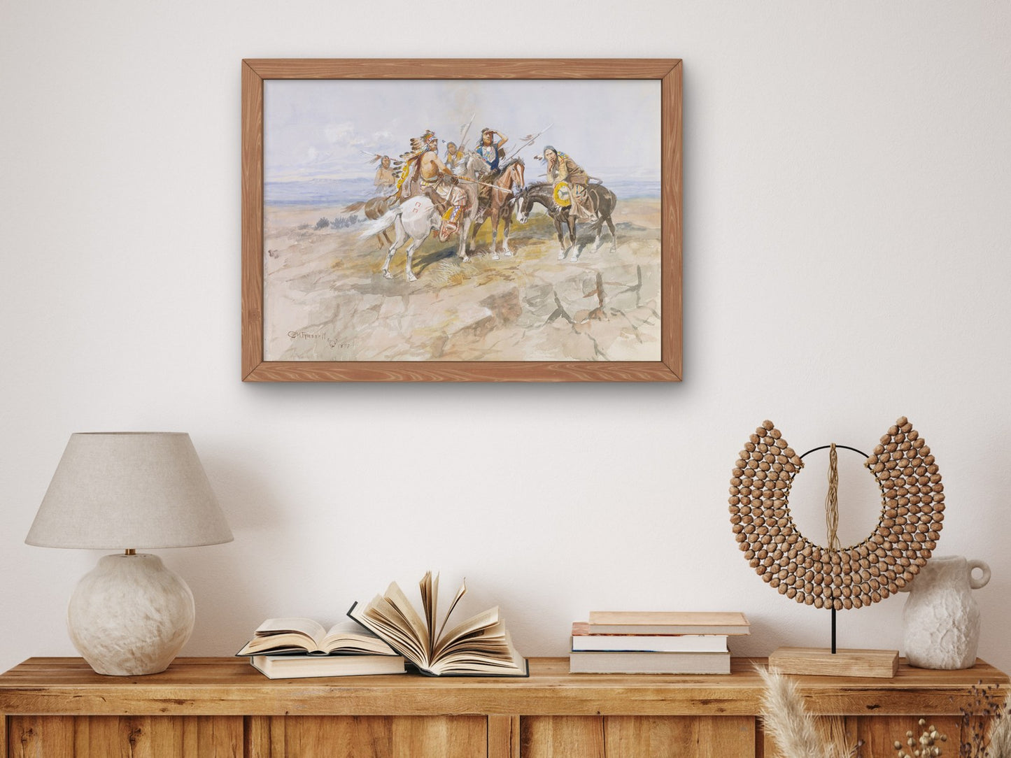 Approach of the White Men by Charles Marion Russell 1897, Wall Art Print, Fine Art Reproduction, Museum Quality Decor, Poster