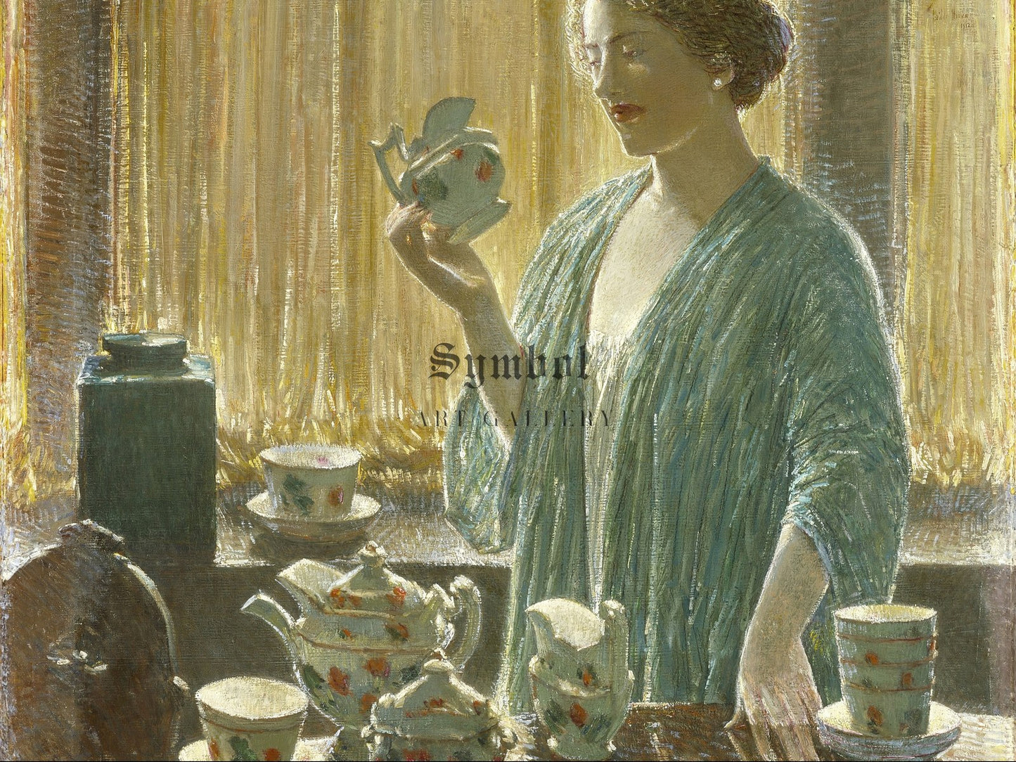 Strawberry Tea Set by Childe Hassam 1912, Wall Art Print, Fine Art Reproduction, Museum Quality Decor, Poster