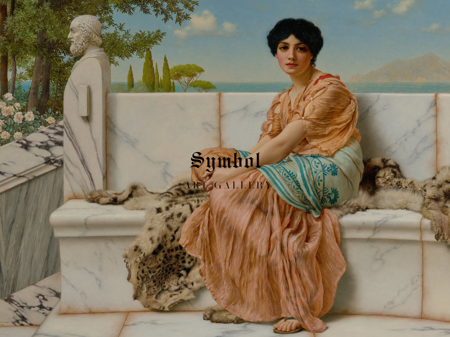 Reverie by John William Godward 1904, Wall Art Print, Fine Art Reproduction, Museum Quality Decor, Poster