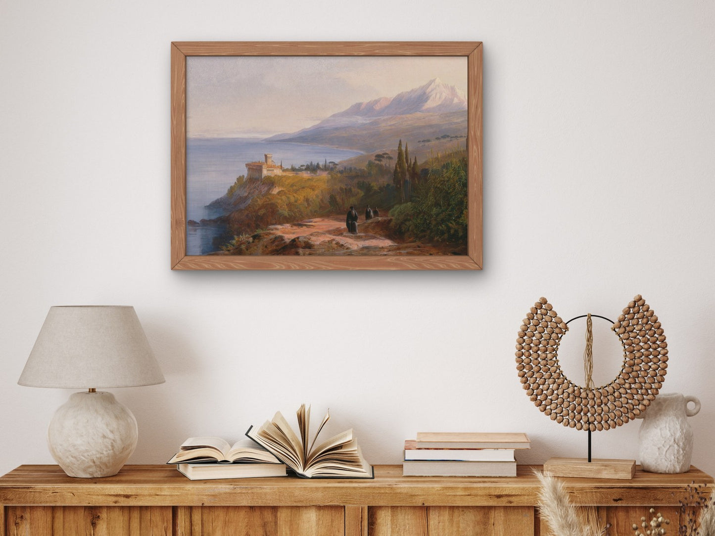 Mount Athos and the Monastery of Stavroniketes by Edward Lear 1857, Wall Art Print, Fine Art Reproduction, Museum Quality Decor, Poster