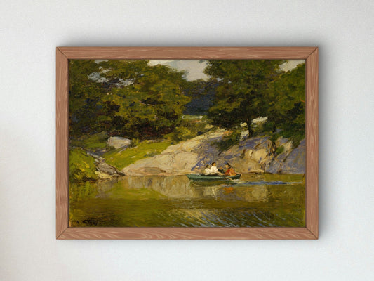 Boating in Central Park by Edward Henry Potthast 1900, Wall Art Print, Fine Art Reproduction, Museum Quality Decor, Poster