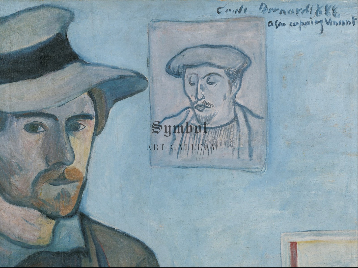 Self Portrait with Portrait of Gauguin by Émile Bernard 1888, Wall Art Print, Fine Art Reproduction, Museum Quality Decor, Poster