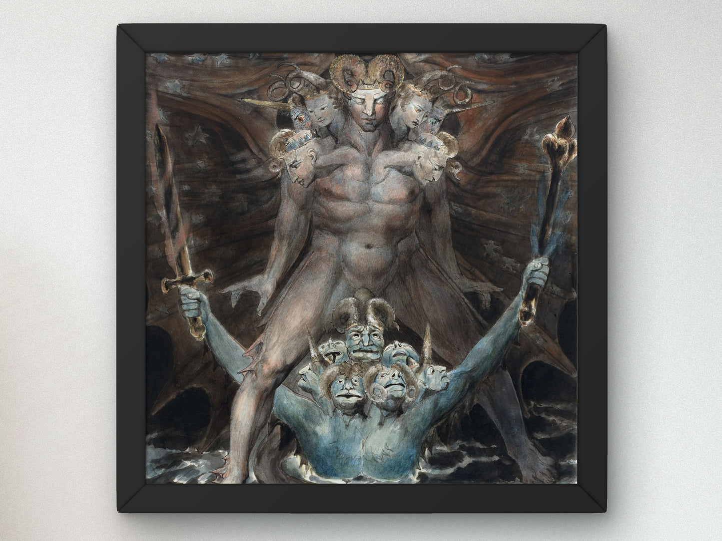The Great Red Dragon and the Beast from the Sea by William Blake 1805, Wall Art Print, Fine Art Reproduction, Museum Quality Decor, Poster