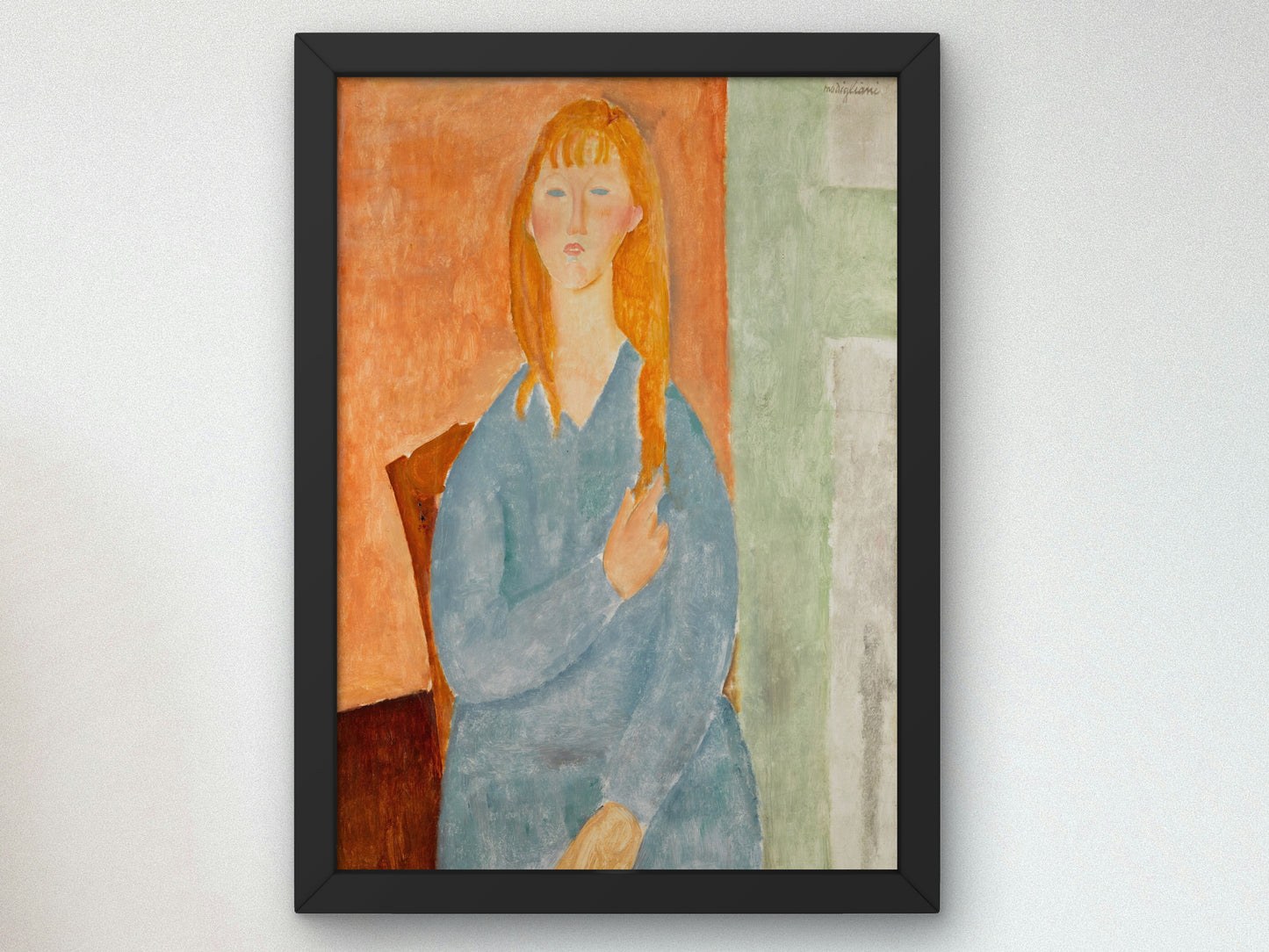 Young Girl in Blue by Amedeo Modigliani 1919, Wall Art Print, Fine Art Reproduction, Museum Quality Decor, Poster