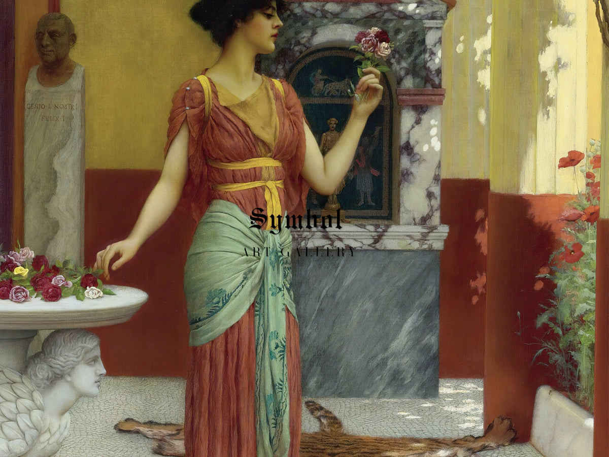 The Bouquet by John William Godward 1899, Wall Art Print, Fine Art Reproduction, Museum Quality Decor, Poster