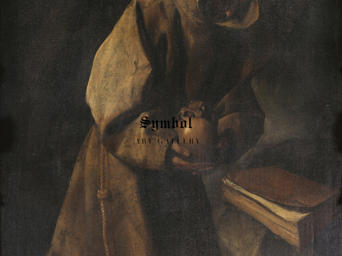Saint Francis in Meditation by Francisco de Zurbarán 1632, Wall Art Print, Fine Art Reproduction, Museum Quality Decor, Poster