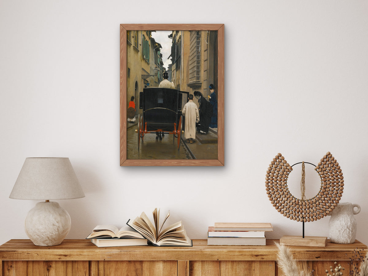 Boarding the Carriage Rome by Raffaello Sorbi 1872, Wall Art Print, Fine Art Reproduction, Museum Quality Decor, Poster