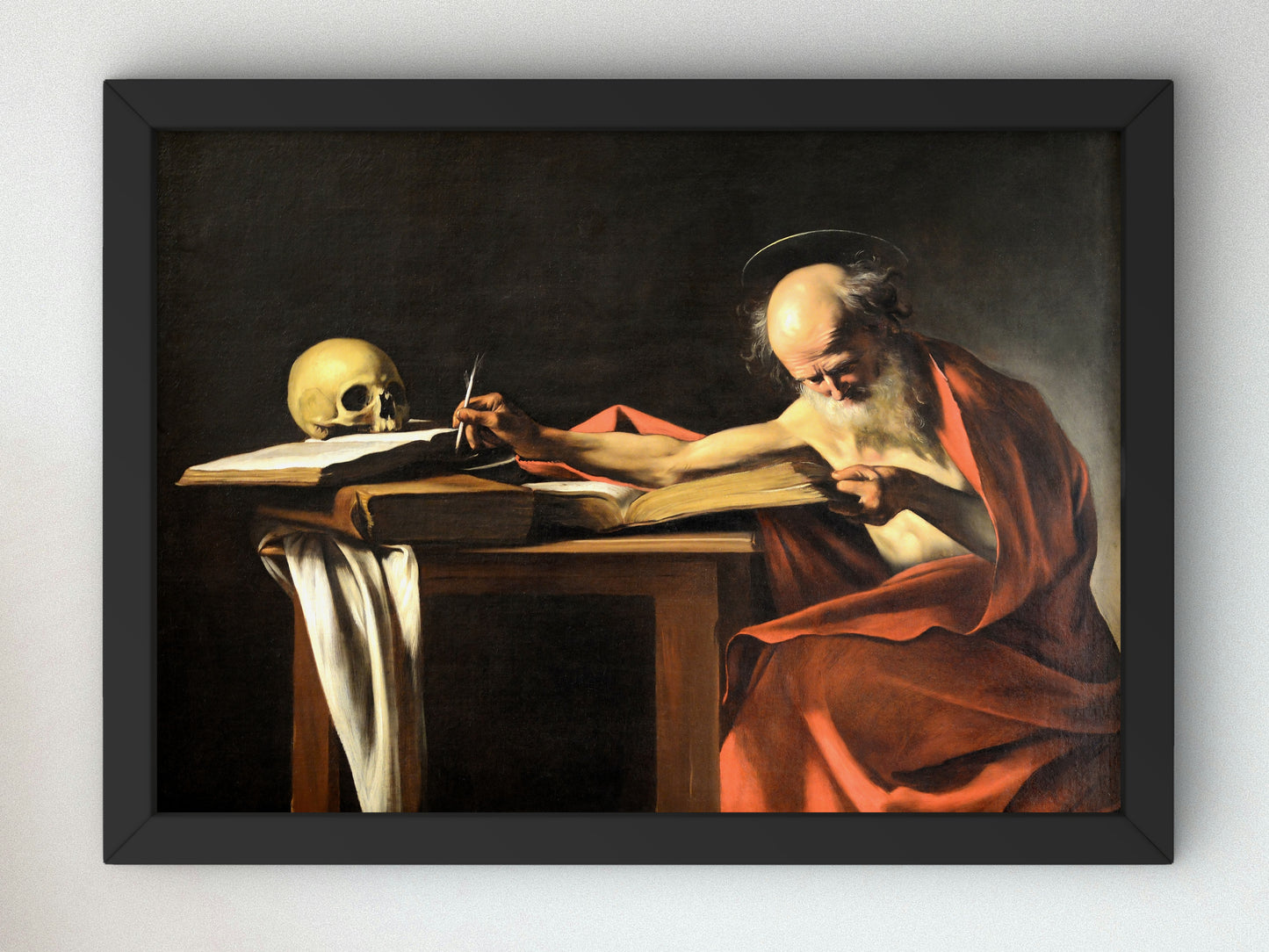 Saint Jerome Writing by Caravaggio 1610, Wall Art Print, Fine Art Reproduction, Museum Quality Decor, Poster