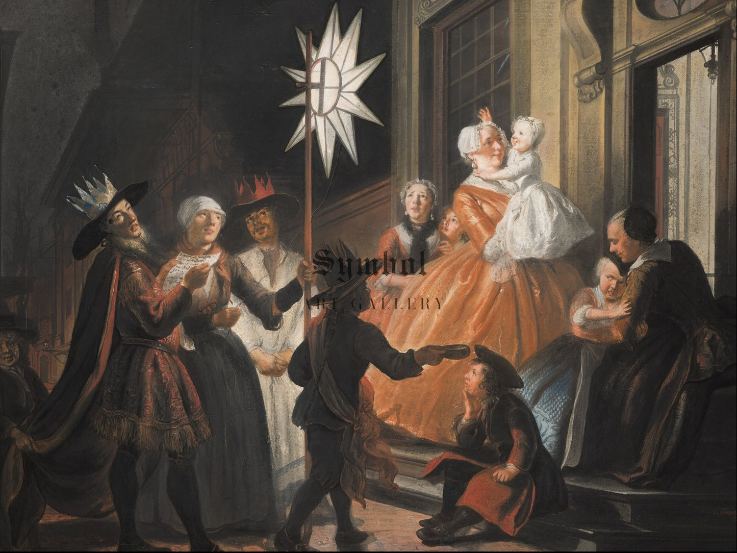 Singing Round the Star on Twelfth Night by Cornelis Troost 1740, Wall Art Print, Fine Art Reproduction, Museum Quality Decor, Poster