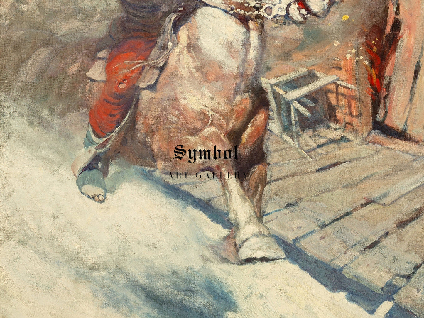Mr. Cassidy Saw a Crimson Rider Sweep Down upon Him, Heralded by a Blazing .41 by Newell Convers Wyeth 1906, Wall Art Print