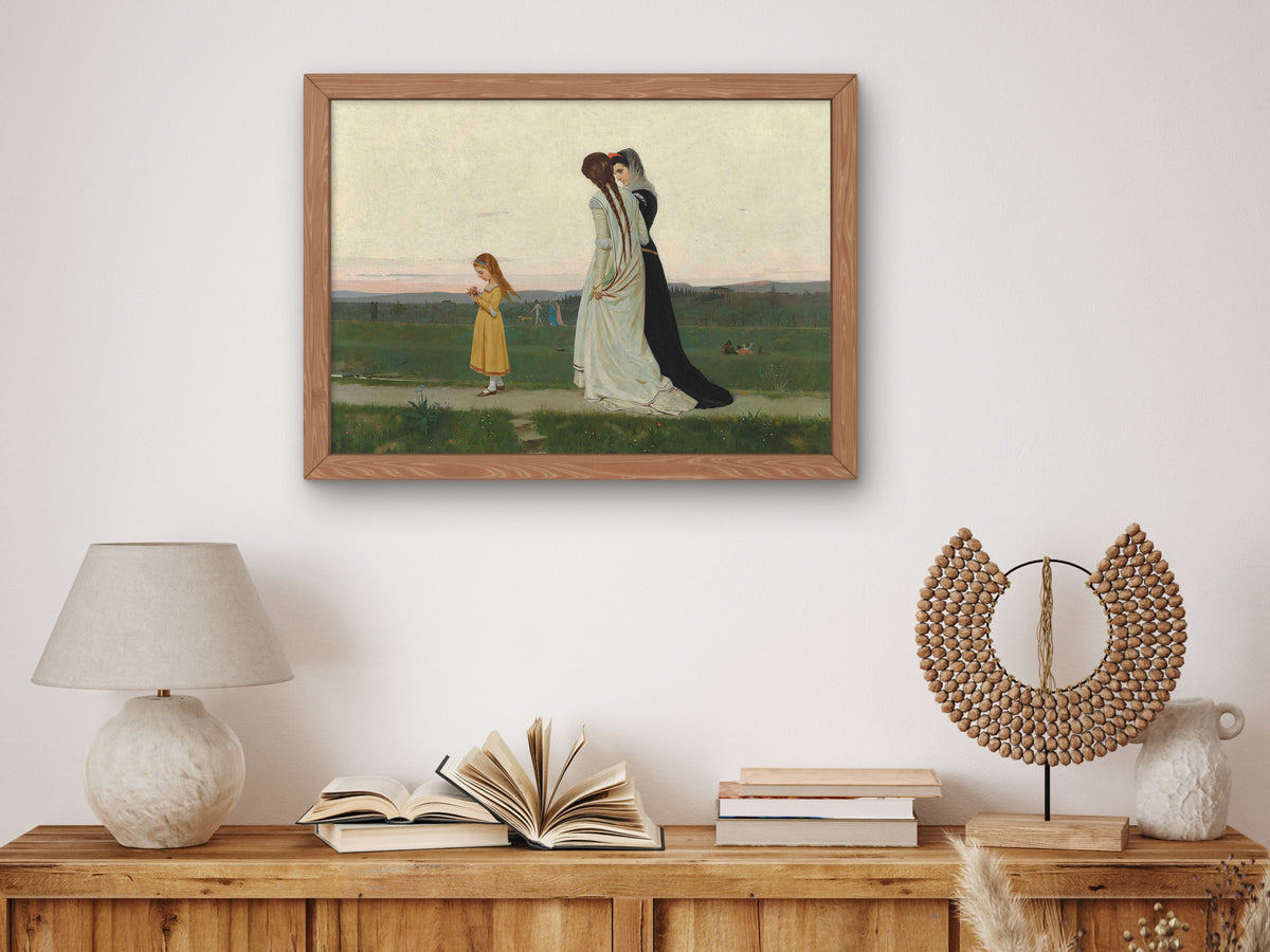 The Evening Walk, Environs of Florence by Raffaello Sorbi 1870, Wall Art Print, Fine Art Reproduction, Museum Quality Decor, Poster