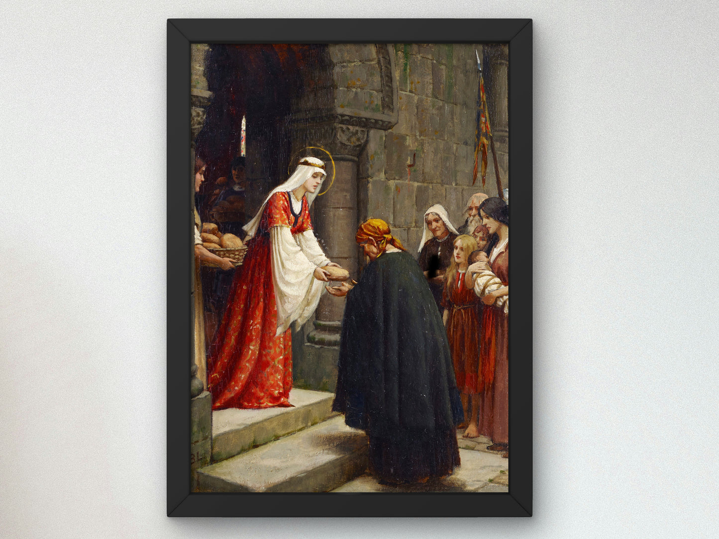 The Charity of Saint Elizabeth of Hungary by Edmund Blair Leighton, Wall Art Print, Fine Art Reproduction, Museum Quality Decor, Poster