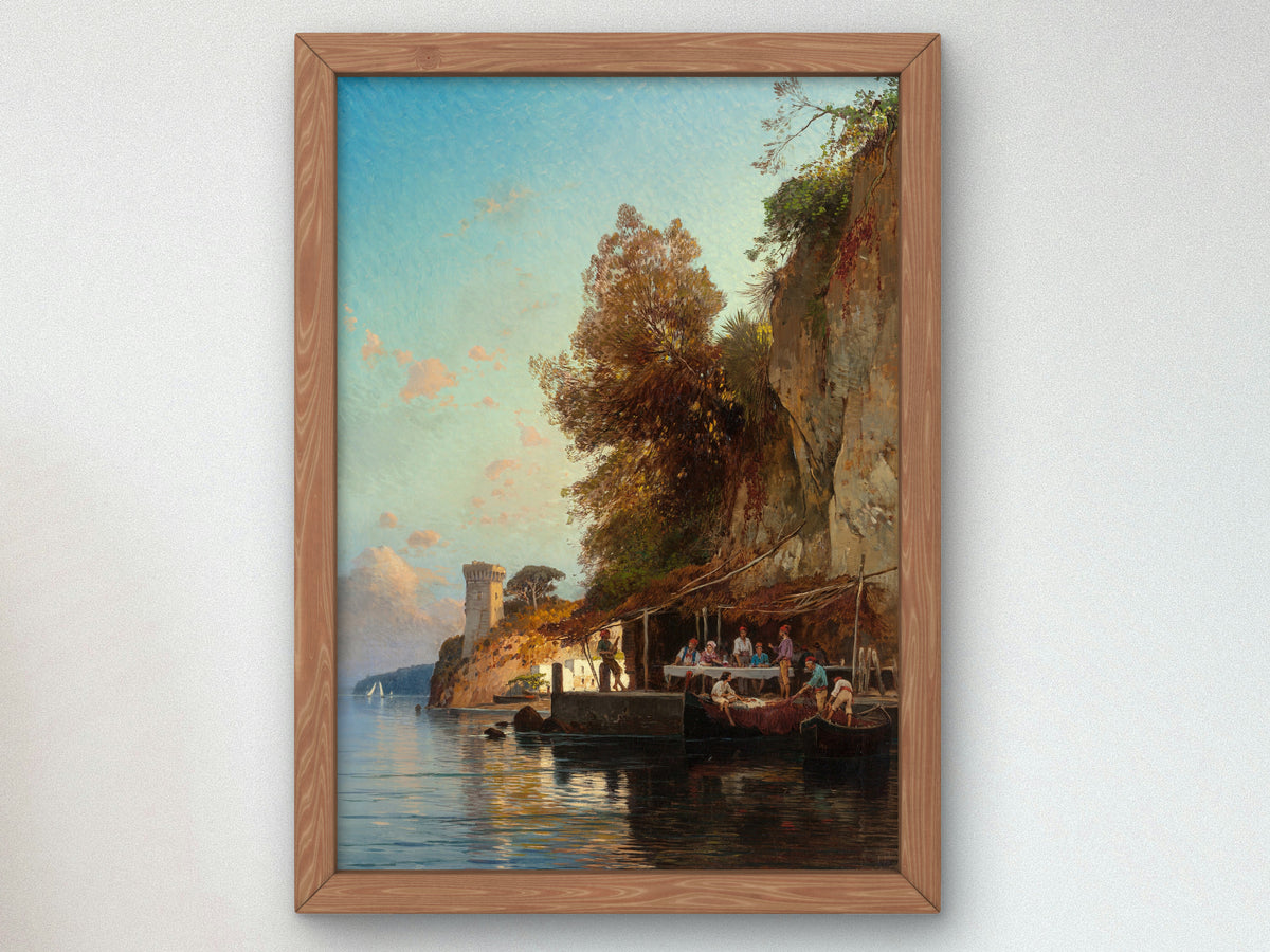 Refuge by the Sea by Hermann David Salomon Corrodi, Wall Art Print, Fine Art Reproduction, Museum Quality Decor, Poster