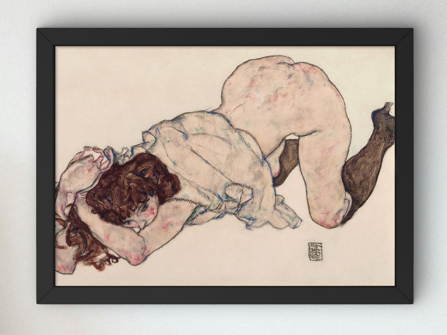Kneeling Girl Resting on Both Elbows by Egon Schiele 1917, Wall Art Print, Fine Art Reproduction, Museum Quality Decor, Poster
