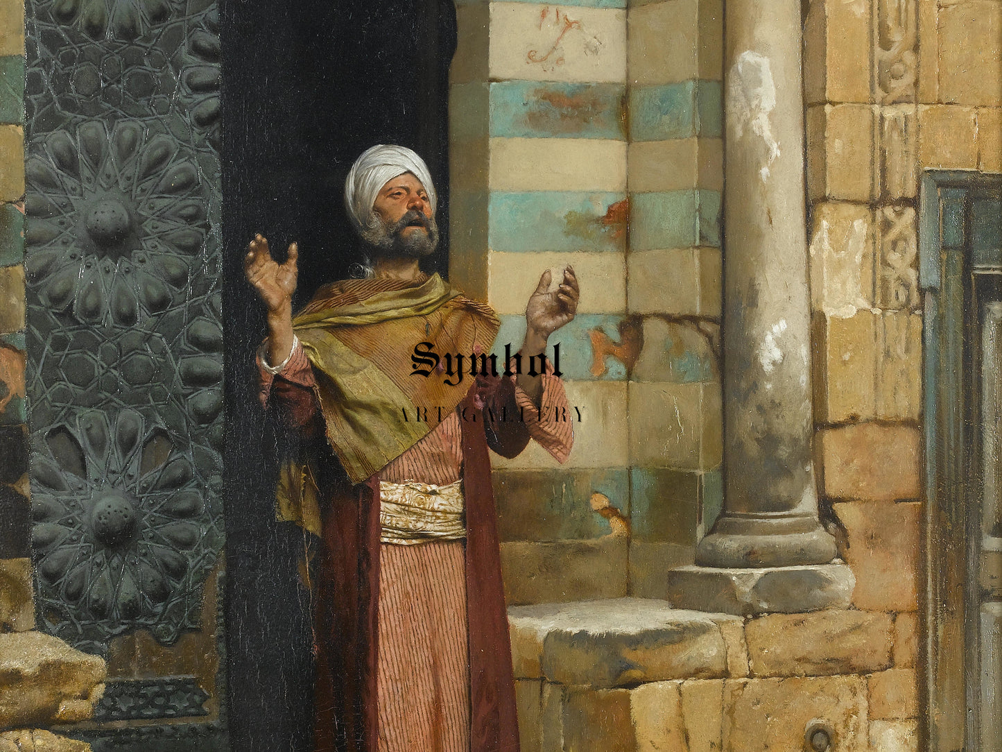 At the Door of the Mosque by Ludwig Deutsch 1886, Wall Art Print, Fine Art Reproduction, Museum Quality Decor, Poster