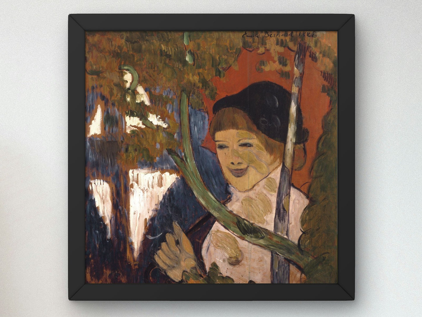 Breton Girl with a Red Umbrella by Émile Bernard 1888, Wall Art Print, Fine Art Reproduction, Museum Quality Decor, Poster