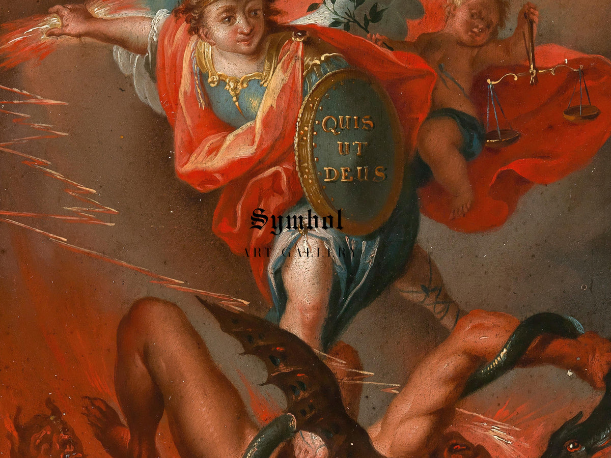 Archangel Michael Slaying the Dragon by Gottfried Bernhard Göz, Wall Art Print, Fine Art Reproduction, Museum Quality Decor, Poster