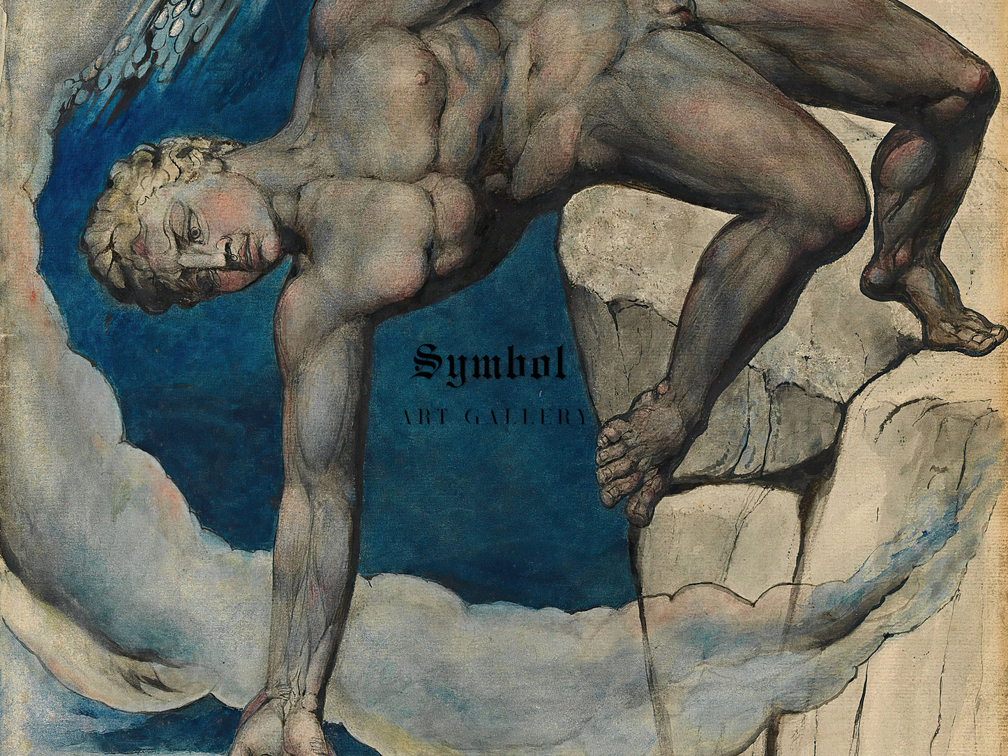 Antaeus setting down Dante and Virgil in the Last Circle of Hell by William Blake 1824, Wall Art Print, Fine Art Reproduction
