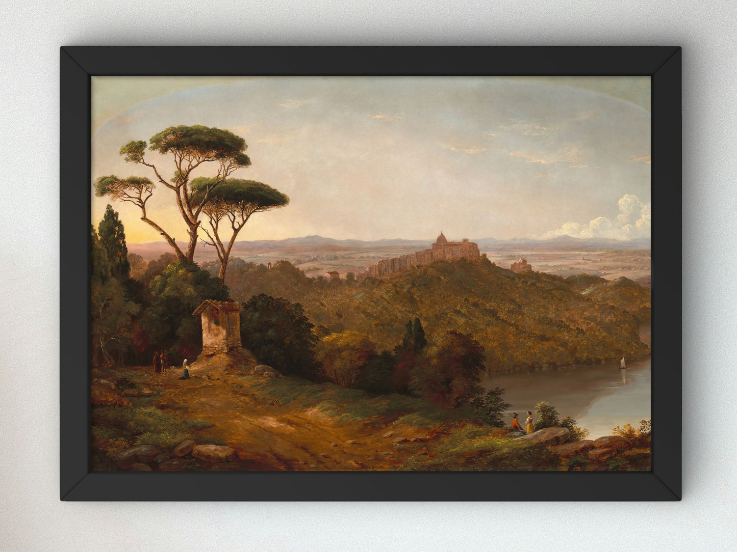 Castle Gondolfo Lake Albano Italy by Christopher Pearse Cranch 1852, Wall Art Print, Fine Art Reproduction, Museum Quality Decor, Poster