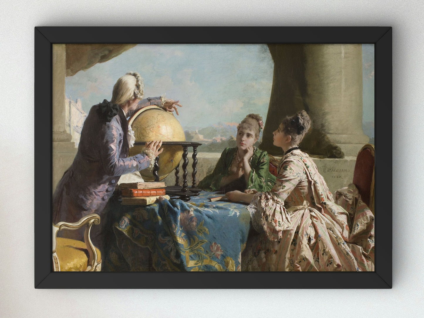 The Geography Lesson by Eleuterio Pagliano 1880, Wall Art Print, Fine Art Reproduction, Museum Quality Decor, Poster