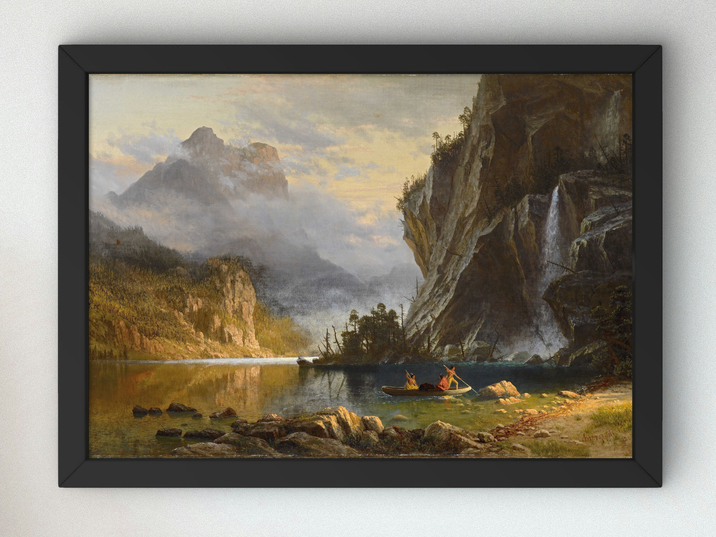 Indians Spear Fishing by Albert Bierstadt 1862, Wall Art Print, Fine Art Reproduction, Museum Quality Decor, Poster
