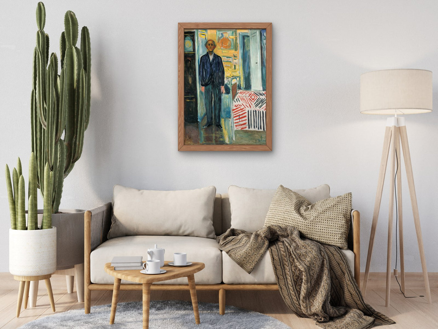 Self Portrait Between the Clock and the Bed by Edvard Munch 1940, Wall Art Print, Fine Art Reproduction, Museum Quality Decor, Poster