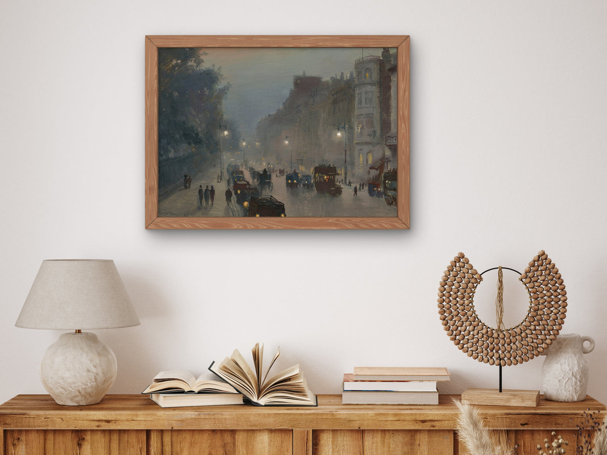 Down Piccadilly by the Green Park by George Hyde Pownall, Wall Art Print, Fine Art Reproduction, Museum Quality Decor, Poster