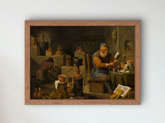 The Alchemist by David Teniers the Younger 1650, Wall Art Print, Fine Art Reproduction, Museum Quality Decor, Poster