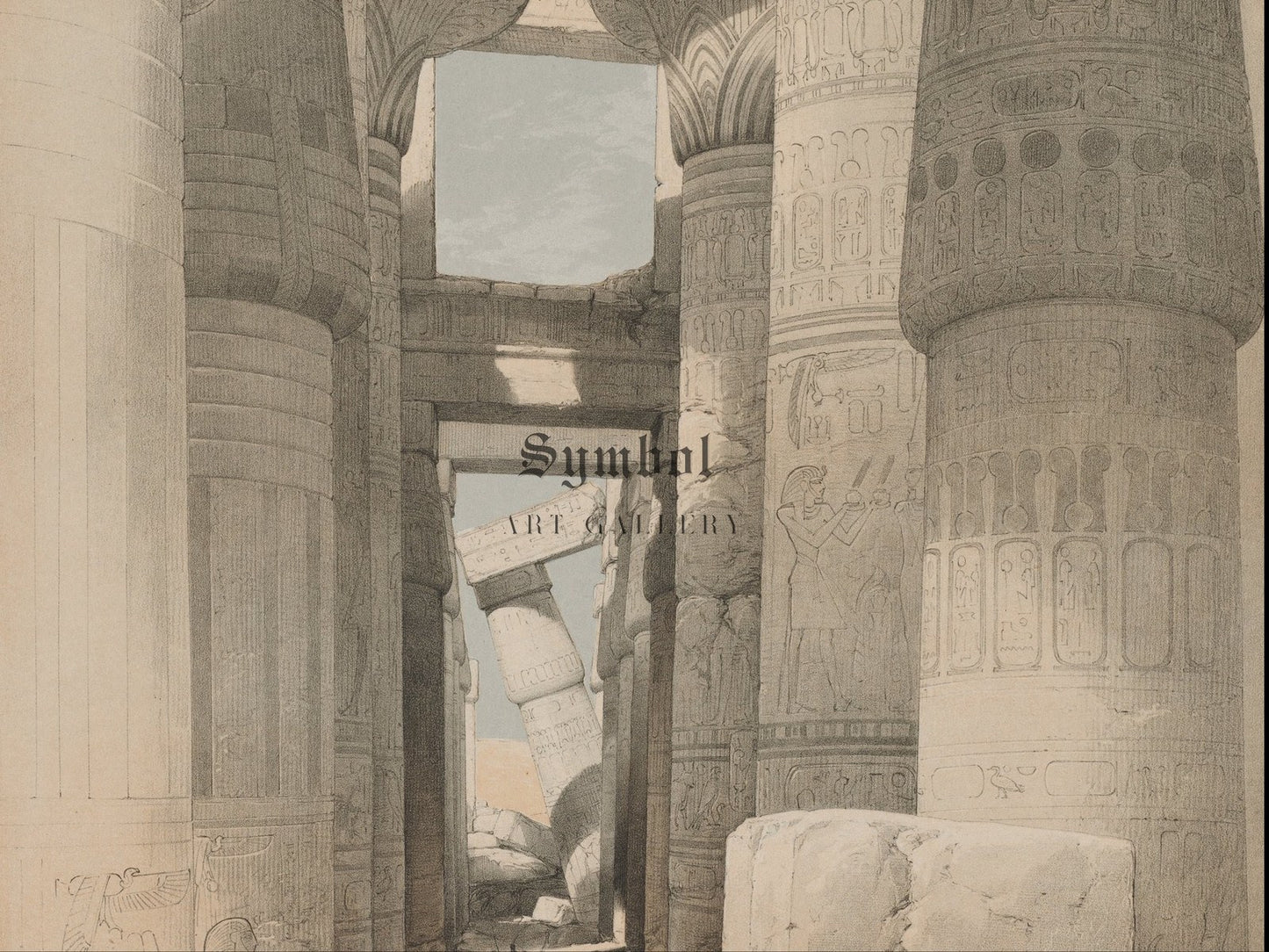 Karnak by David Roberts and Louis Haghe 1847, Wall Art Print, Fine Art Reproduction, Museum Quality Decor, Poster