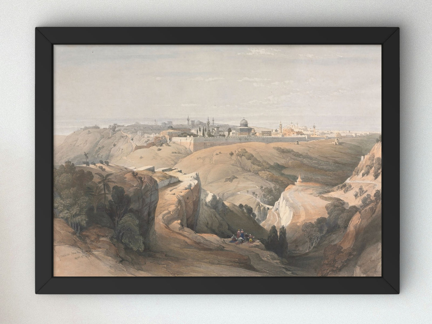 Jerusalem from the Mount of Olives by David Roberts 1839, Wall Art Print, Fine Art Reproduction, Museum Quality Decor, Poster