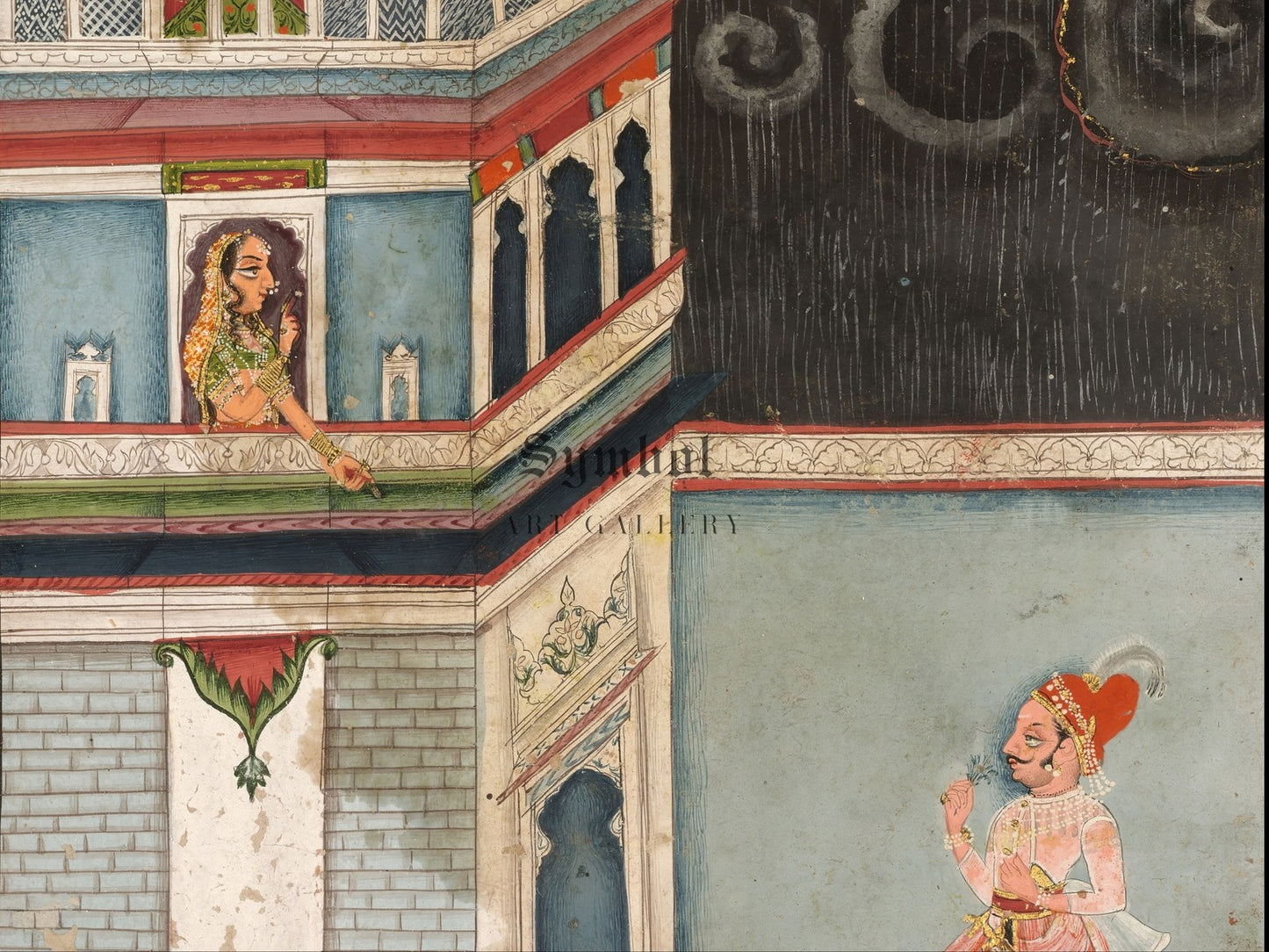 Lover's Tryst by Unknown Mughal or Rajasthani artist 1750, Wall Art Print, Fine Art Reproduction, Museum Quality Decor, Poster
