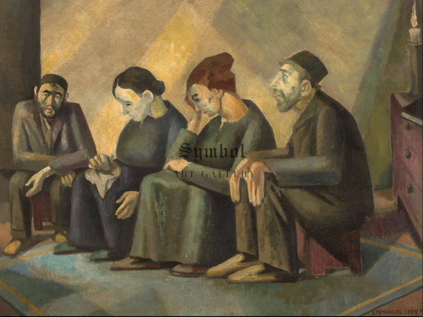 The Mourners Sitting Shiva by Emmanuel Levy 1928, Wall Art Print, Fine Art Reproduction, Museum Quality Decor, Poster
