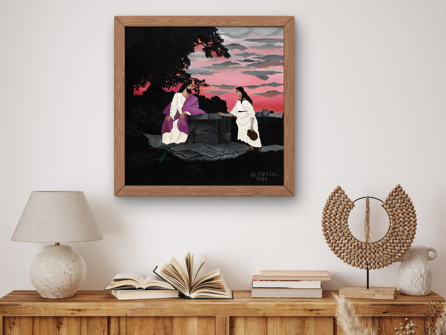 Christ and the Woman of Samaria by Horace Pippin 1940, Wall Art Print, Fine Art Reproduction, Museum Quality Decor, Poster