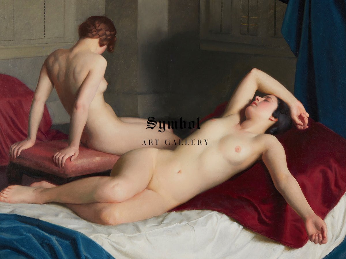 Interior with Two Nudes by William McGregor Paxton 1910, Wall Art Print, Fine Art Reproduction, Museum Quality Decor, Poster