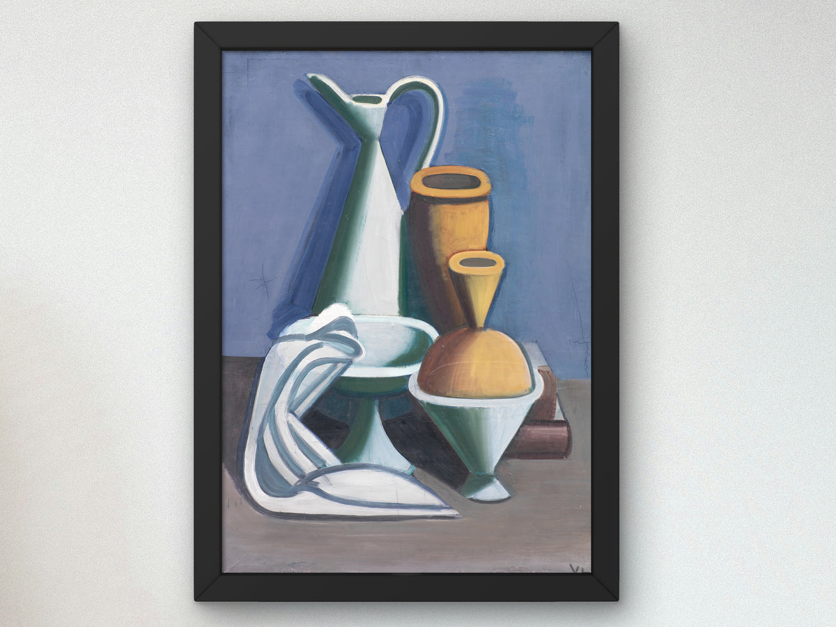 Still Life with Water Jug, Towel and Jars by Vilhelm Lundstrom 1929, Wall Art Print, Fine Art Reproduction, Museum Quality Decor, Poster