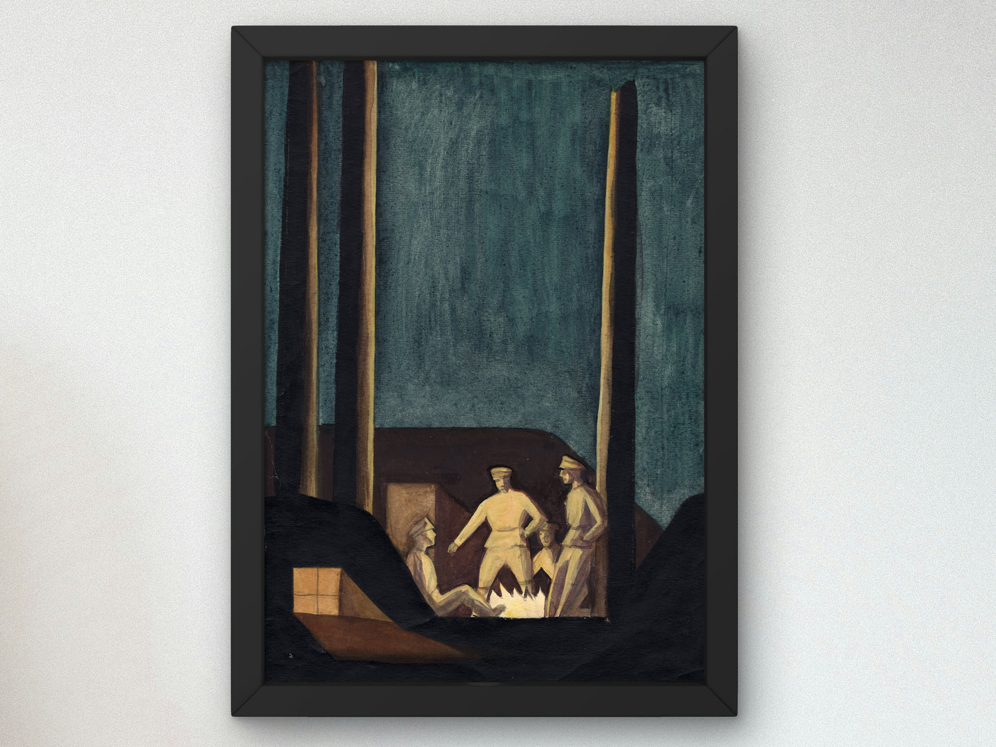 Riflemen by the Fireside by Jāzeps Grosvalds 1916, Wall Art Print, Fine Art Reproduction, Museum Quality Decor, Poster